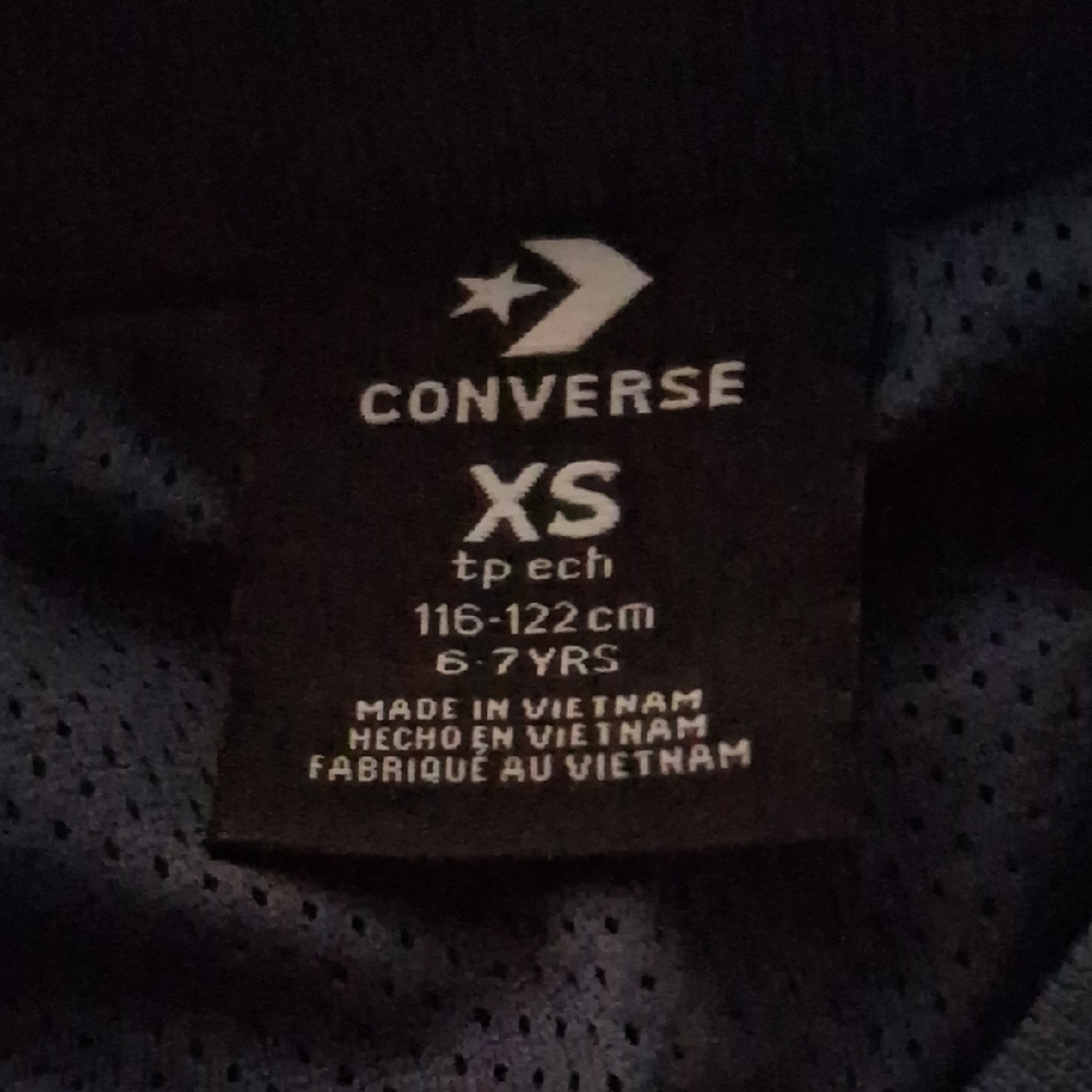 Converse XS Blue  Perforated Top Athletic Spellout tee top - Picture 3 of 13
